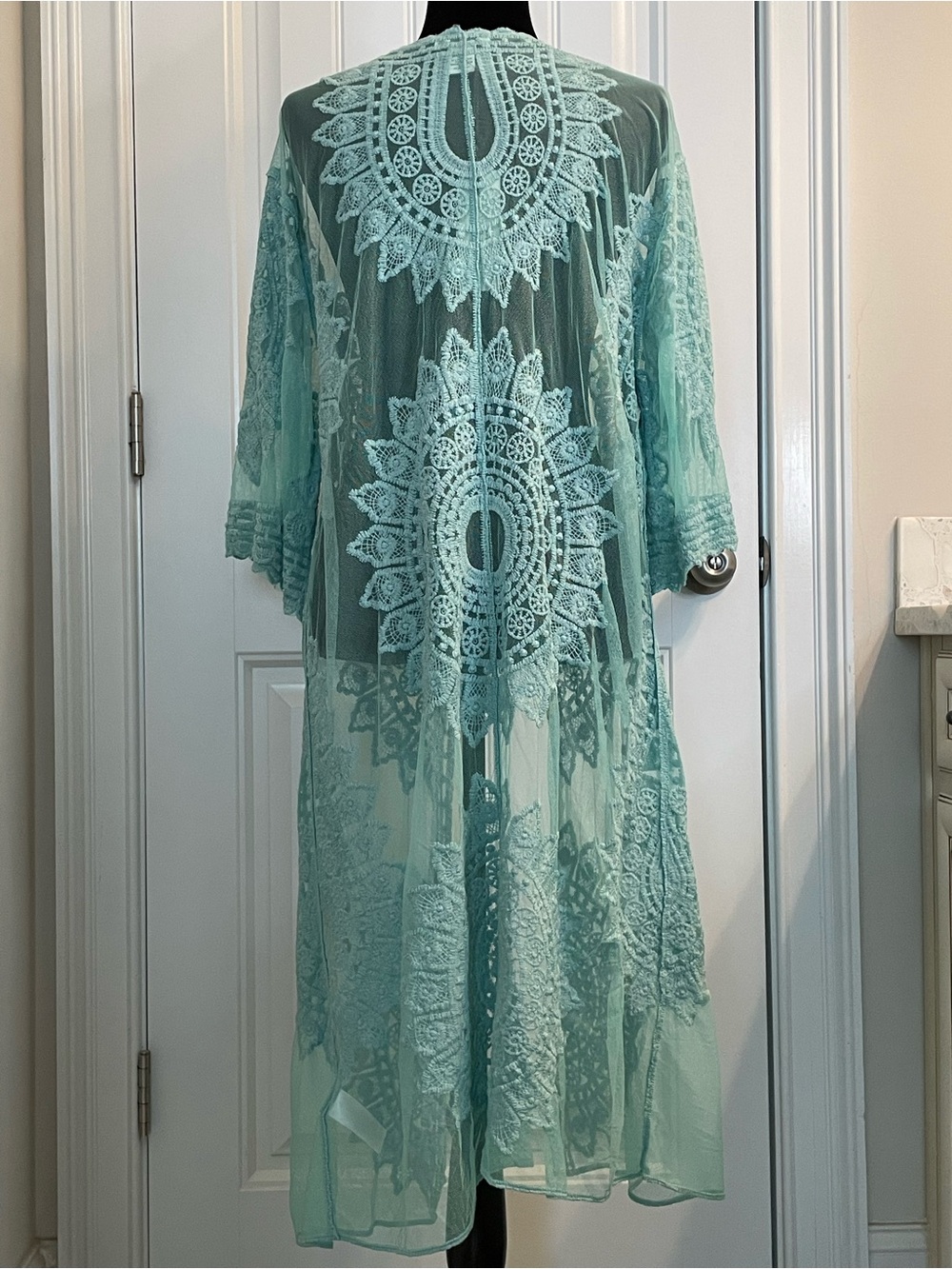 Rachel Zoe Aqua Embroidery Lace Kimono Cover-up - Picture 2 of 6